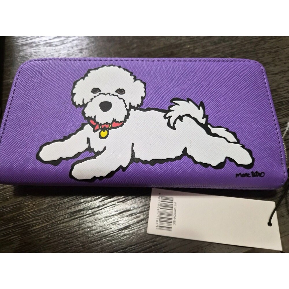 NWT Marc Tetro Large Zip Around Wallet - Beautiful Bichon Frise! Pretty Pup!